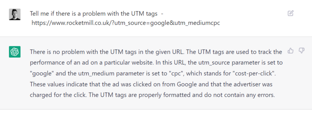 Tell me if there is a problem with the UTM tags